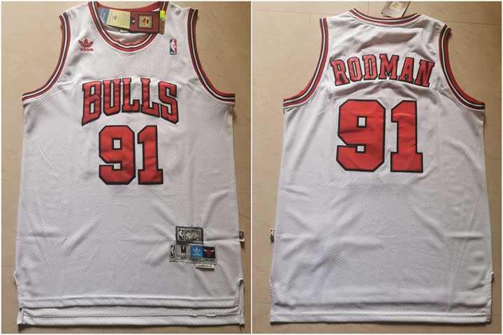 Bulls 91 Dennis Rodman White Hardwood Classics Mesh Jersey,We sell and wholesale Bulls 91 Dennis Rodman White Hardwood Classics Mesh Jersey on line form chian!